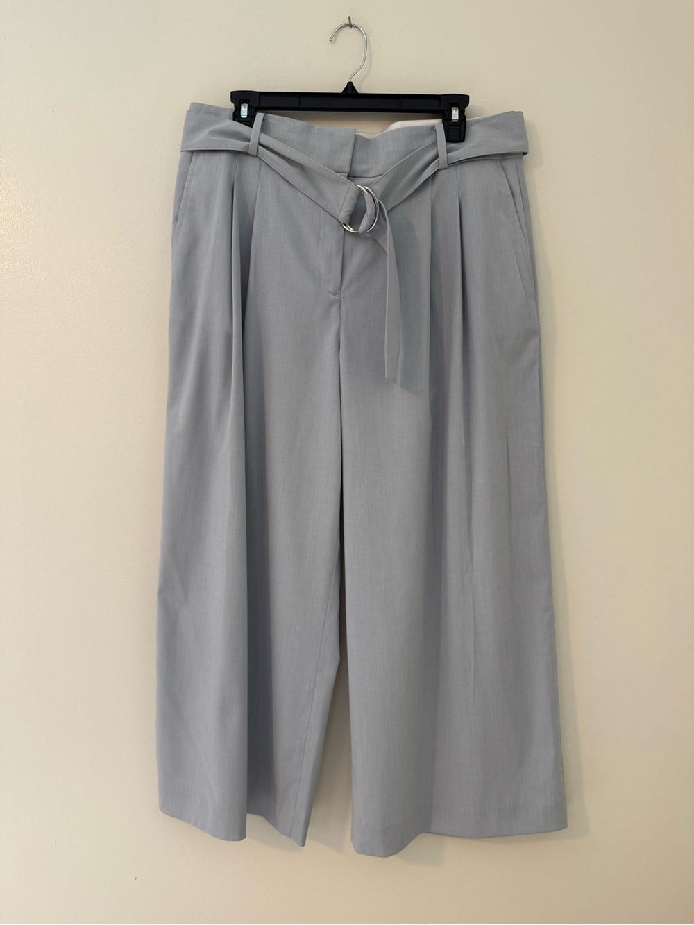Ann Taylor High Rise Cropped Wide Leg Pants Light Gray Career Sz 12